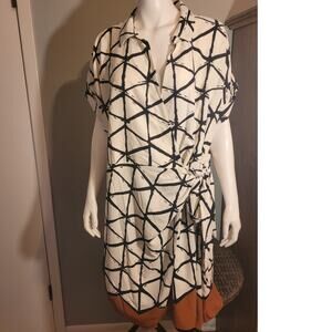 NWT Intempo Kohl’s Geometric Wrap Dress Size 2X Plus Short Sleeve Career Work